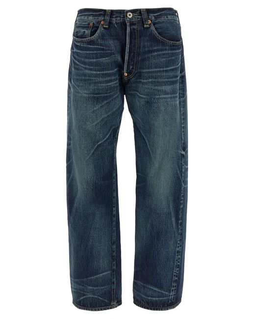 Junya Watanabe Blue Stonewashed Denim Jeans With Textured Finish