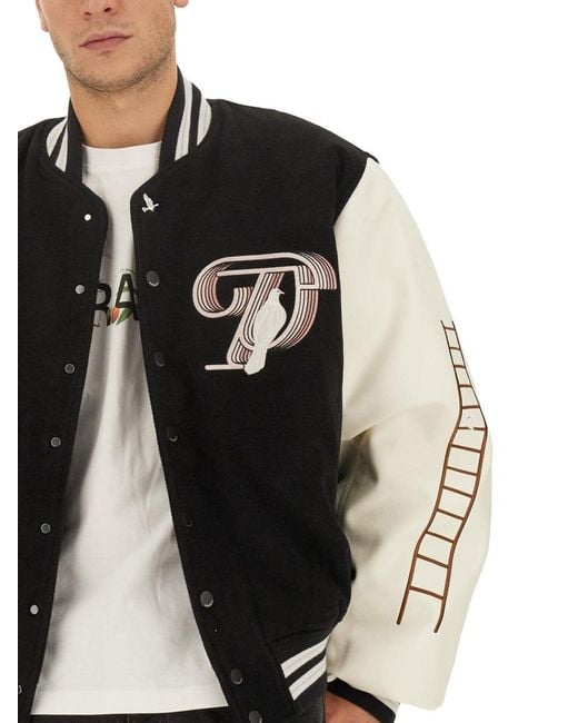 3.PARADIS Black Jacket With Embroidered Logo