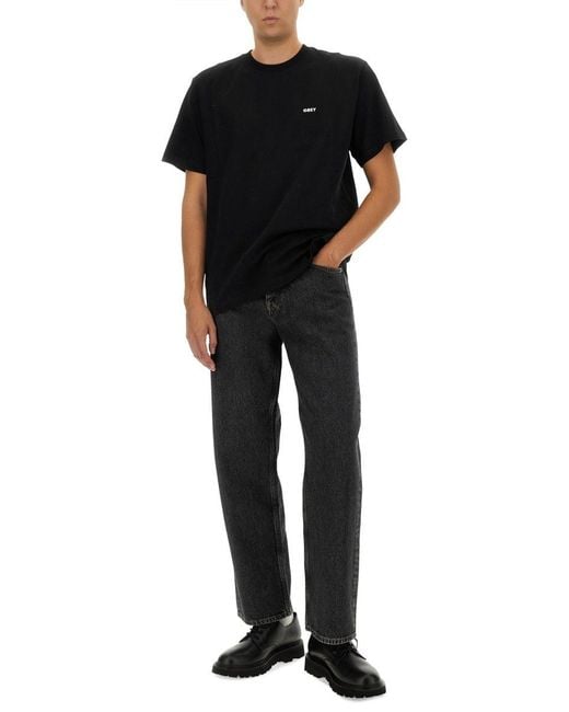 Obey Black T-Shirt With Logo for men