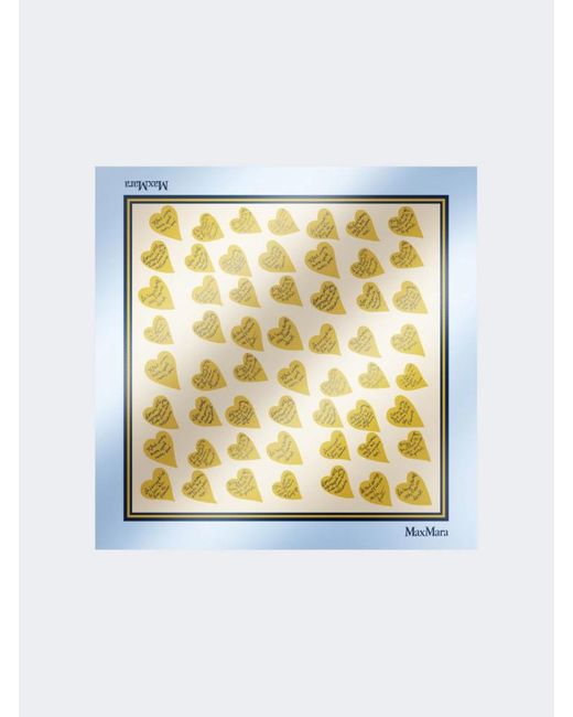 Max Mara Metallic All-Over Hearts Print Silk Scarf