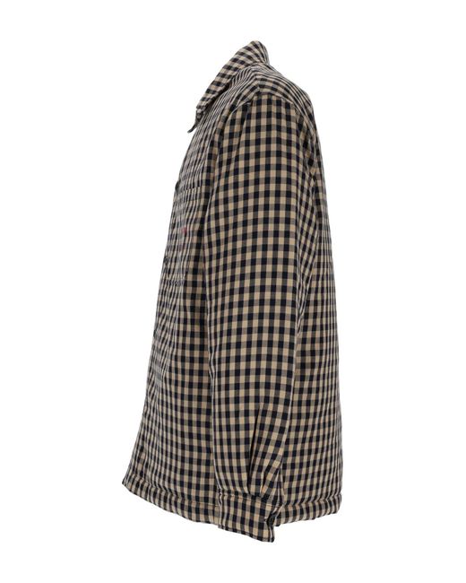 Drole de Monsieur Gray Check Overshirt With Slogan