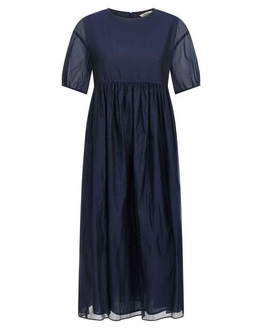 Max Mara Blue Silk Blend Midi Dress
