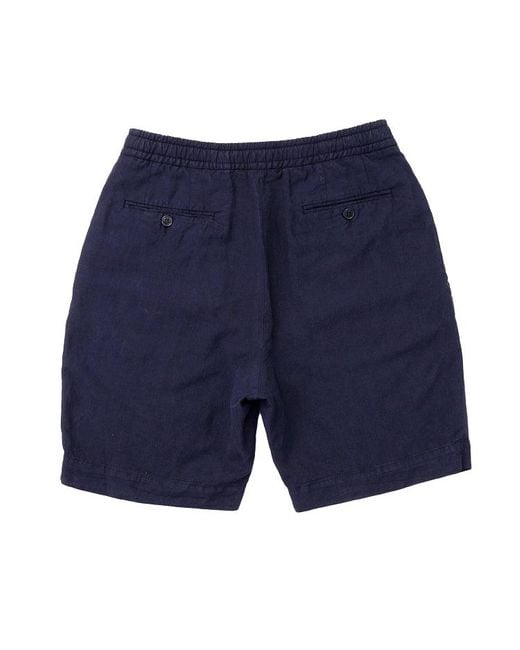 Officine Generale Blue Adjustable Grosgrain Drawstring Shorts for men