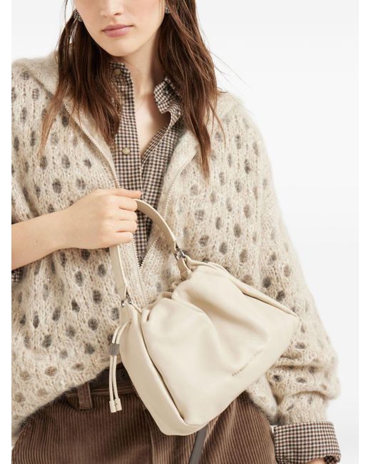 Brunello Cucinelli Natural Kleine Mellow Kreuz-Beuteltasche