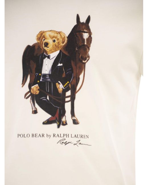 Polo Ralph Lauren White T Shirt With Polo Bear Print for men