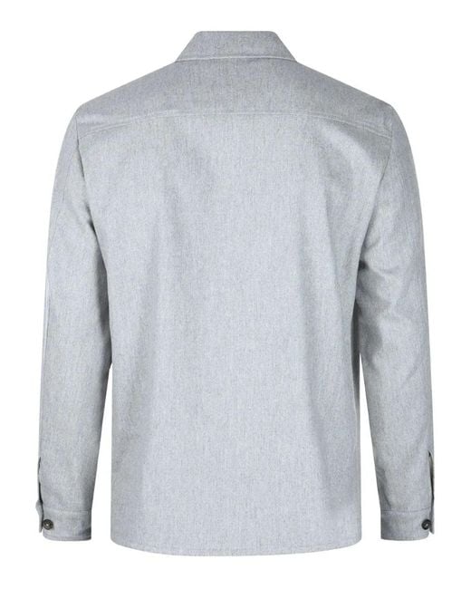 Eleventy Blue Shirt Jacket With Pockets
