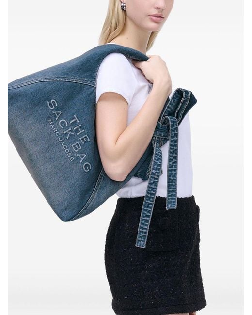 Marc Jacobs Blue The Bow Denim Sack Shoulder Bag