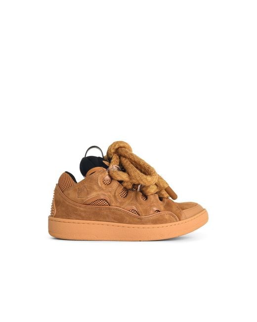 Lanvin Brown Curb' Leather Blend Sneakers for men