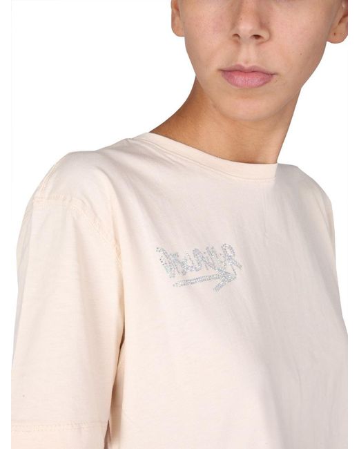 DISCLAIMER White T-Shirt With Crystal Logo