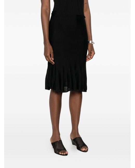Totême Black Fluted Midi Skirt