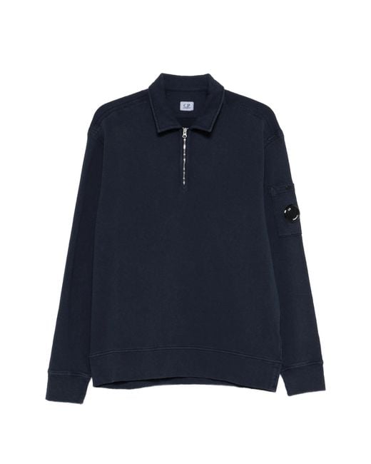C P Company Blue Sweatshirts Polo Collar