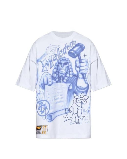 PDF Blue Printed T Shirt