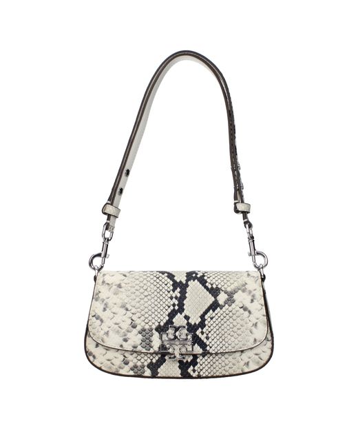 Tory Burch Metallic White Leather Shoulder Bag