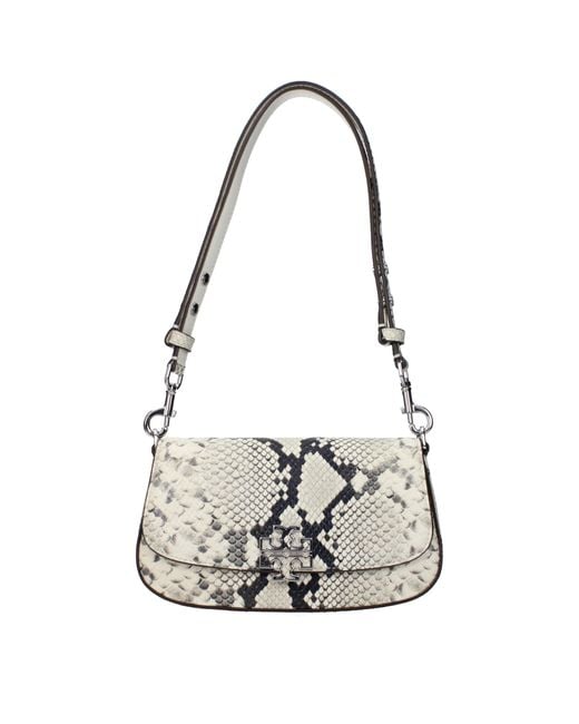 Tory Burch Metallic Borse A Spalla Britten Donna Pelle Bianco/Nero