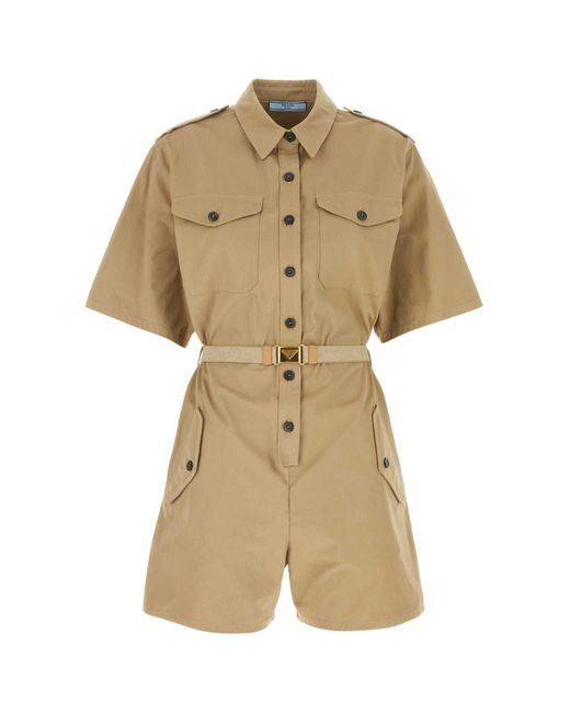 Prada Natural Khaki Cotton Jumpsuit for men
