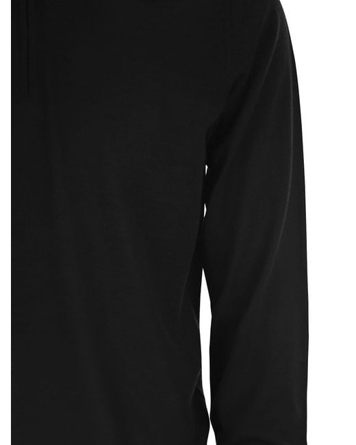 Fedeli Black Favonio Superfine Wool Half Zip Sweater for men