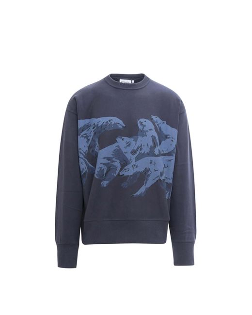 KENZO Blue Polar Bear-print Cotton Sweatshirt for men