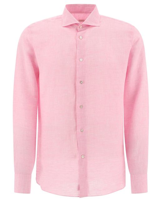 Borriello Klassisches Leinenhemd in Pink für Herren
