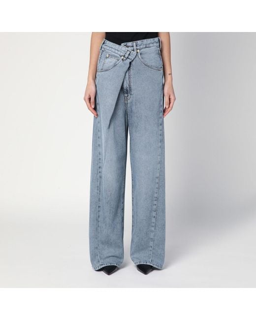DARKPARK Blue Ines Washed Effect Asymmetric Jeans