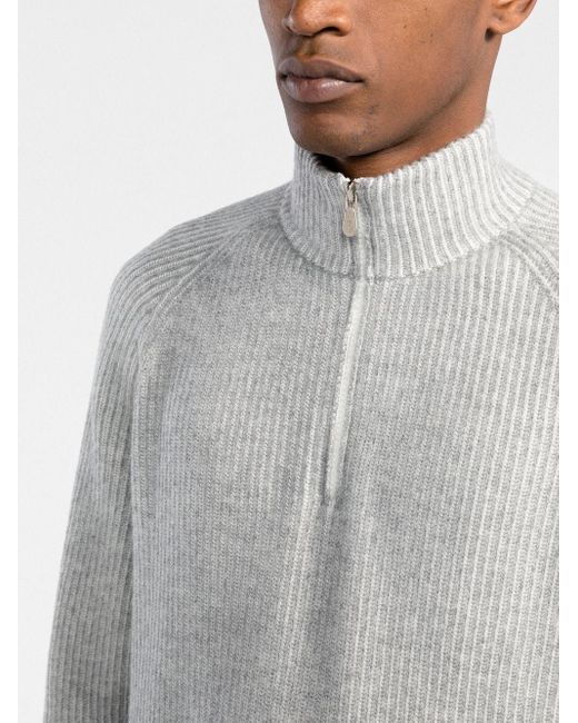 Brunello Cucinelli Gerippter Rollkragenpullover in Gray für Herren