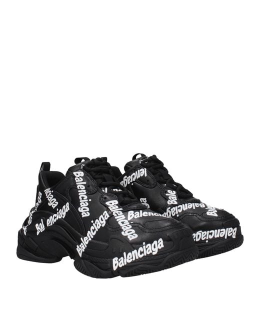 Balenciaga Black Sneakers Triple S Donna Tessuto Nero