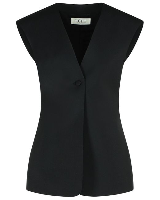 Rohe Mouwloze Blouse In Zwarte Maagdelijke Wolmix in het Black
