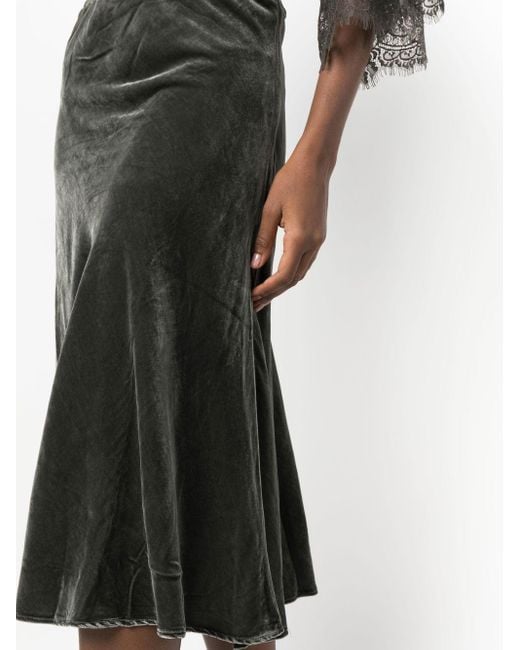 Gold Hawk Black Dark Velvet Long Skirt