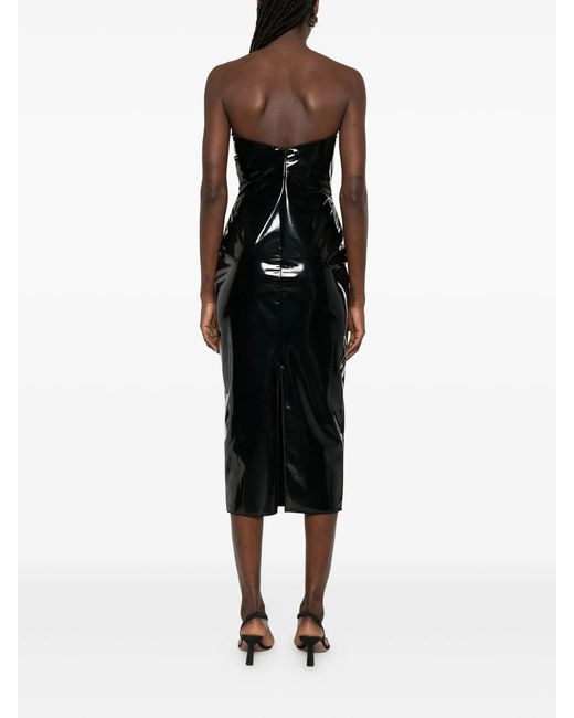 Oseree Black Strapless Midi Dress