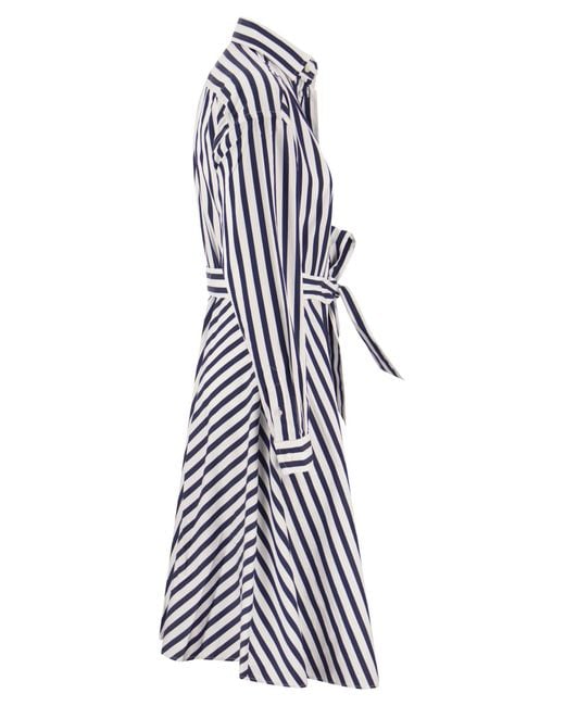 Polo Ralph Lauren White Striped Chemisier With Belt