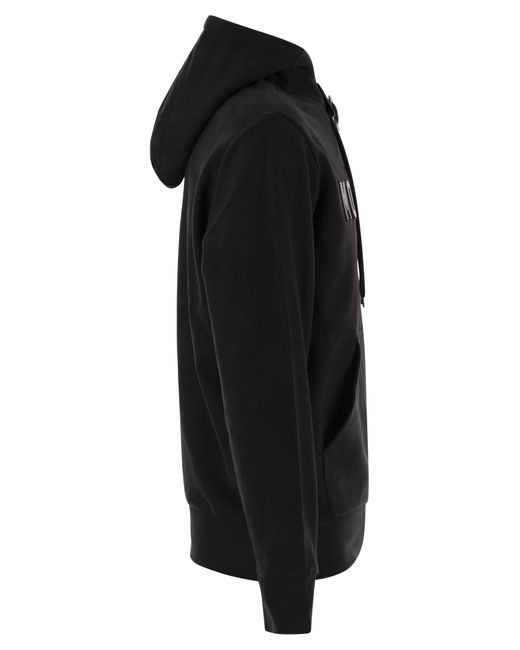 Sweat à capuche imprimé du logo Moncler pour homme en coloris Black