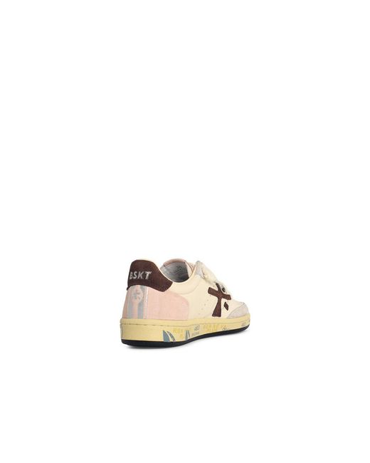 Premiata Natural 'Basket Clad' Ivory Lear Blend Sneakers