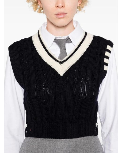 Canotta Con Dettaglio A 4 Righte Thom Browne de color Black
