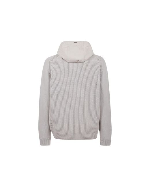 Herno Gray Resort Hooded Wool Sweater for men