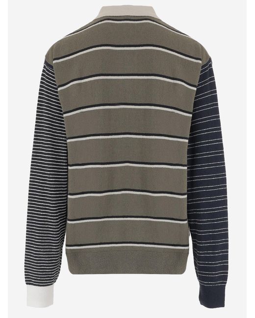 Adidas x Song For the Mute Gray Striped Cotton Polo Shirt