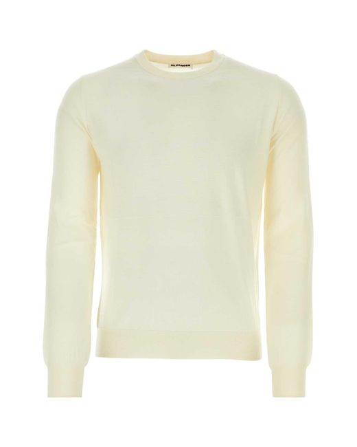 Jil Sander White Ivory Wool Sweater for men