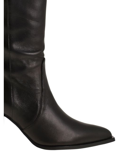 Stuart Weitzman Black Jolene Lederstiefel