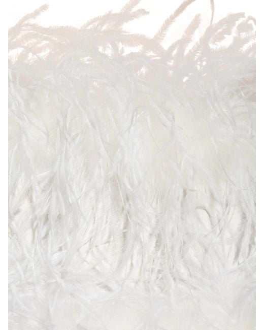 Oseree White Bridal Satin Mini Dress Full Plumage