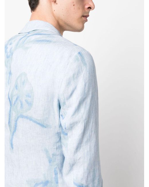 Eclat Jewels Blue Printed Single Breasted Jacket for men