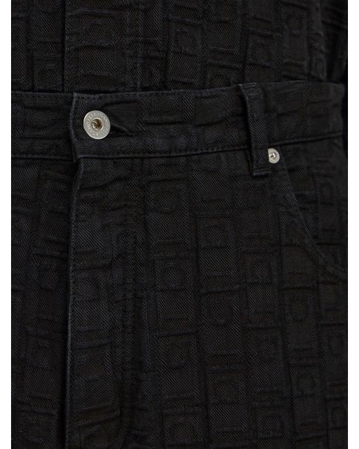 Ferragamo Black Monogram Texture Denim Trousers for men