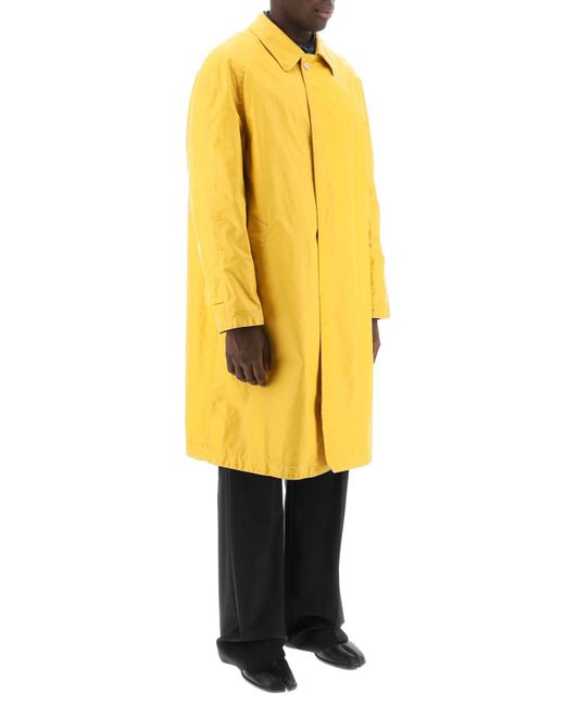 Maison Margiela Trench Coat In Versleten Effect Gecoat Katoen in het Yellow voor heren