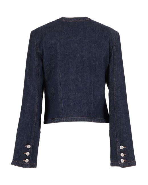 7 For All Mankind Blue Lady Jacket Smoove With Exposed Buttons