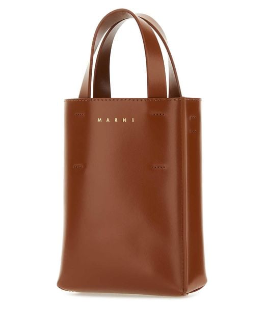 Marni Brown Leather Nano Museo Handbag