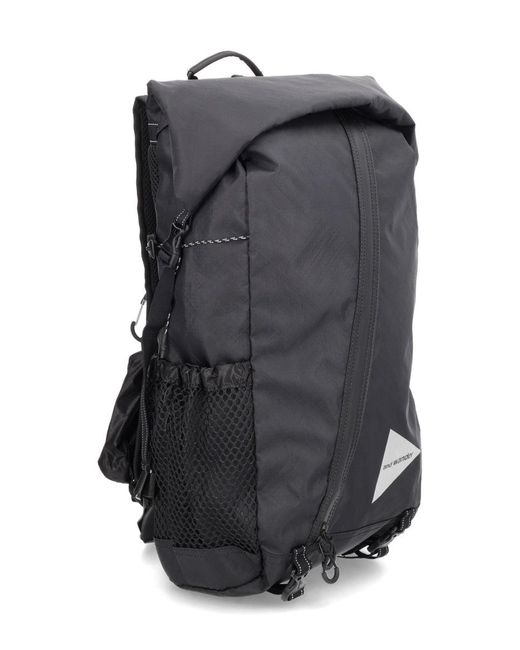 And Wander Black Polyester Backpack for men