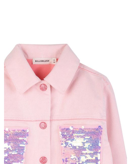 Billieblush Pink Giacchetto Di Jeans Con Paillettes