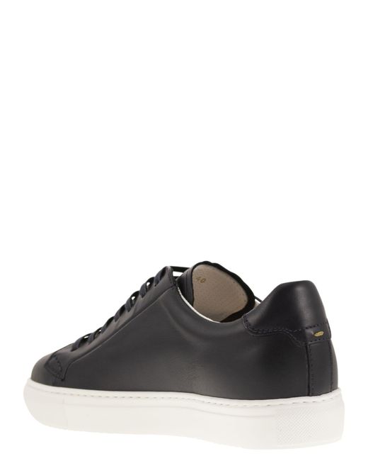 Doucal's Black Smooth Leather Trainers for men