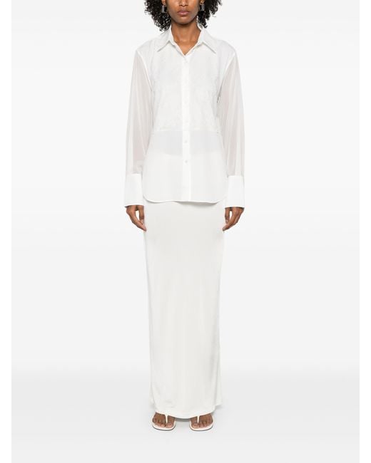 Helmut Lang White Relaxed Lace Shirt