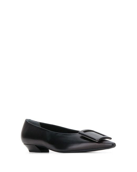 Roger Vivier Black Pointy Covered B Ballerina