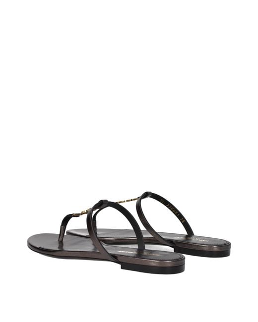 Saint Laurent Brown Leather Sandals/Bronze