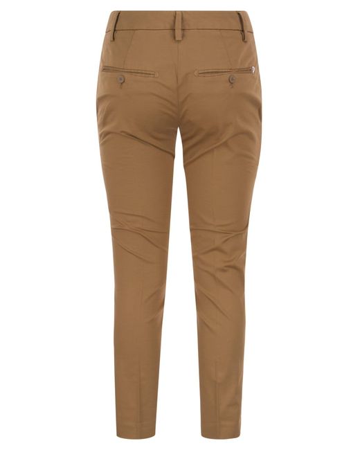 Perfect Slim Fit Gabardine Gabardine pantaloni di Dondup in Natural