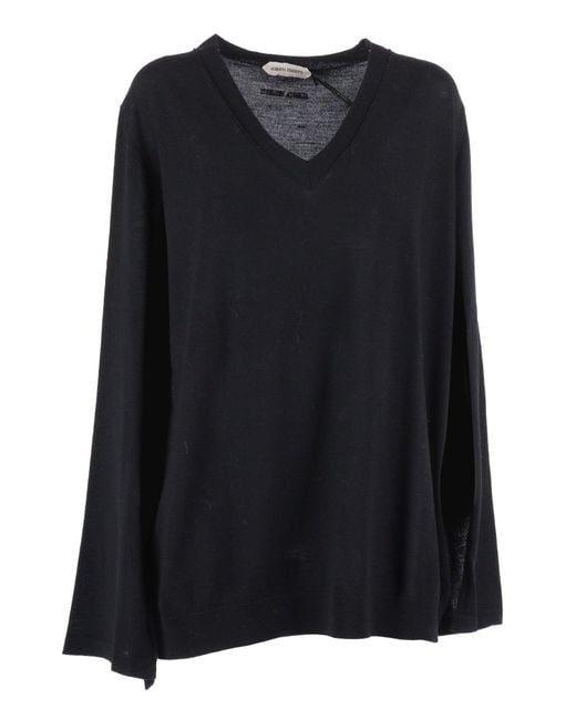 Alberta Ferretti Black Finely Knitted Wool Sweater With Classic Crew Neckline